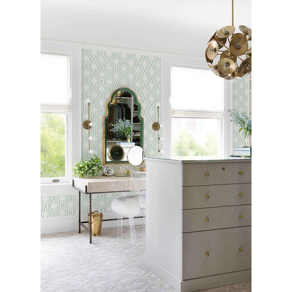 Rion Green Trellis Wallpaper - York Wallcoverings - 2973-90605 - York Wallcoverings Wallpaper
