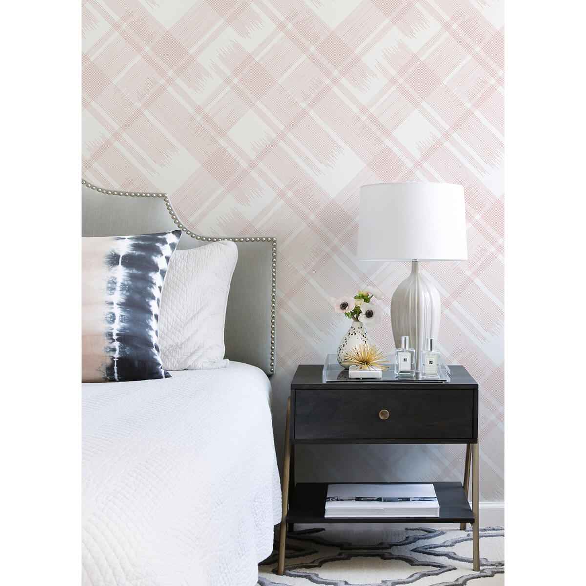 Zag Pink Modern Plaid Wallpaper - York Wallcoverings - 2973-90702 - York Wallcoverings Wallpaper