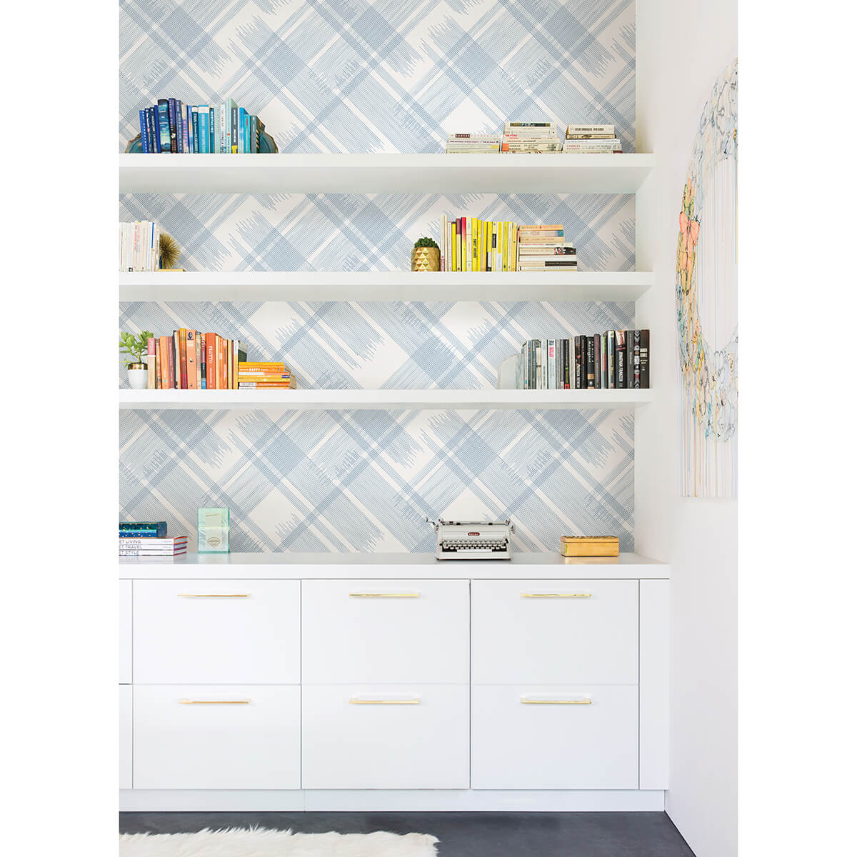 zag-blue-modern-plaid-wallpaper-york-wallcoverings-2973-90705 - York Wallcoverings Papel pintado