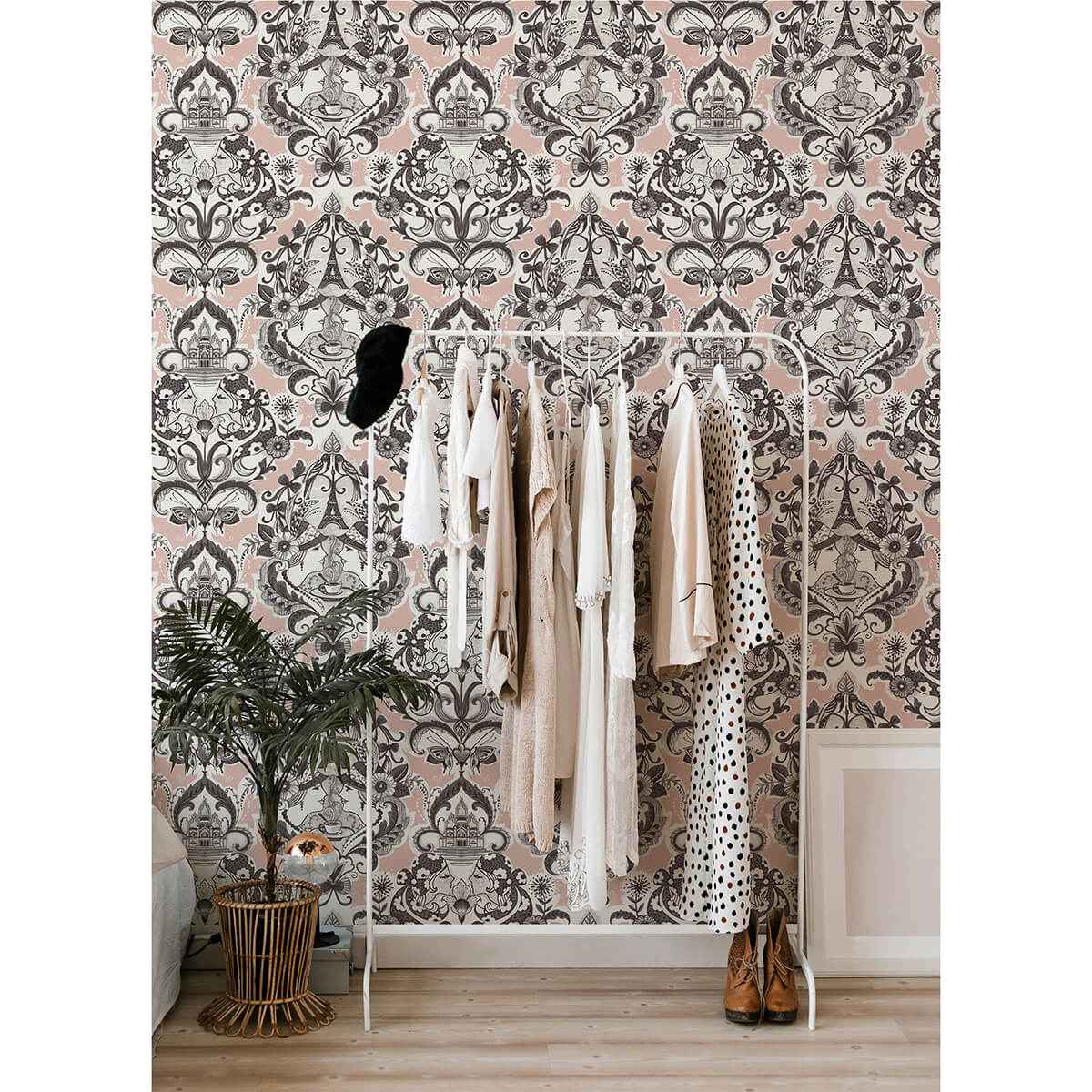 Sadie Blush Parisian Damask Wallpaper - York Wallcoverings - 2973-90884 - York Wallcoverings Wallpaper