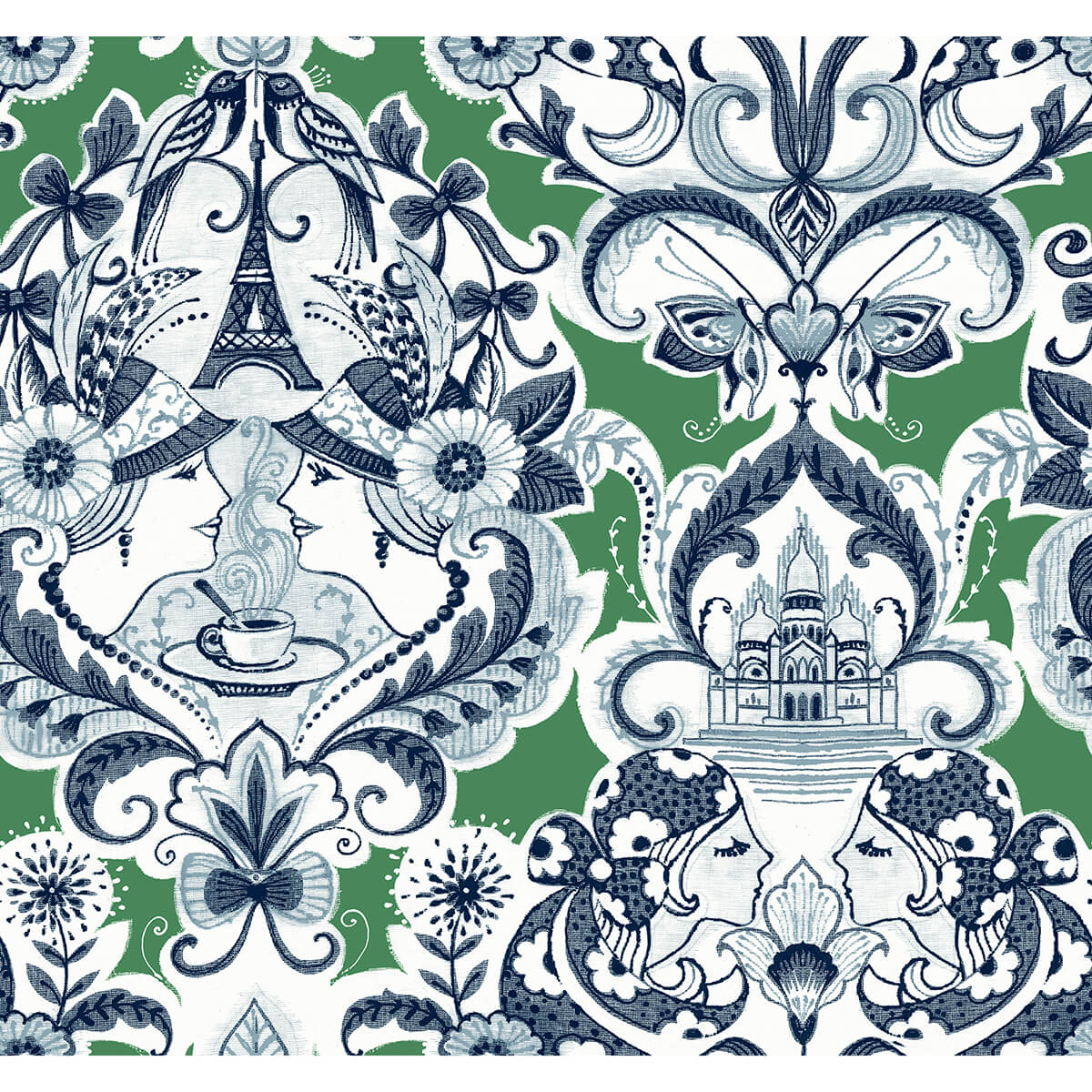 sadie-green-parisian-damask-wallpaper-york-wallcoverings-2973-90887 - York Wallcoverings Papel pintado
