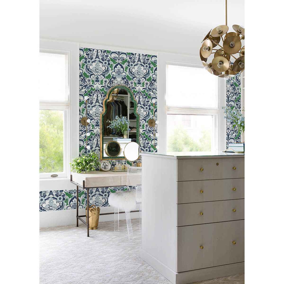 Sadie Green Parisian Damask Wallpaper - York Wallcoverings - 2973-90887 - York Wallcoverings Wallpaper