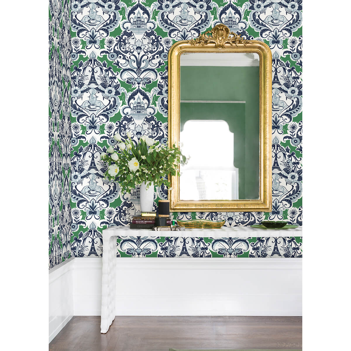 sadie-green-parisian-damask-wallpaper-york-wallcoverings-2973-90887 - York Wallcoverings Papel pintado