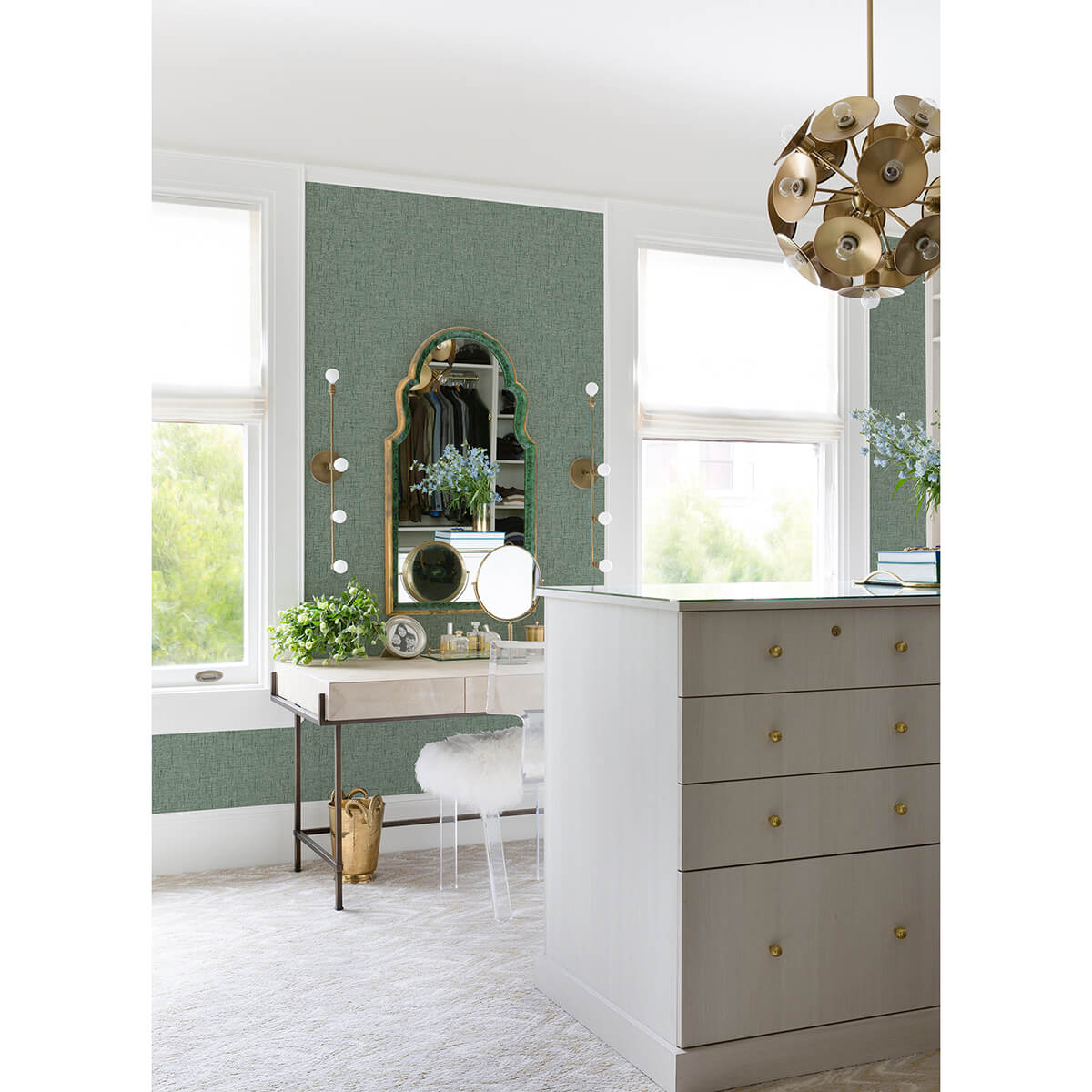 bentley-green-faux-linen-wallpaper-york-wallcoverings-2973-90911 - York Wallcoverings Papel pintado
