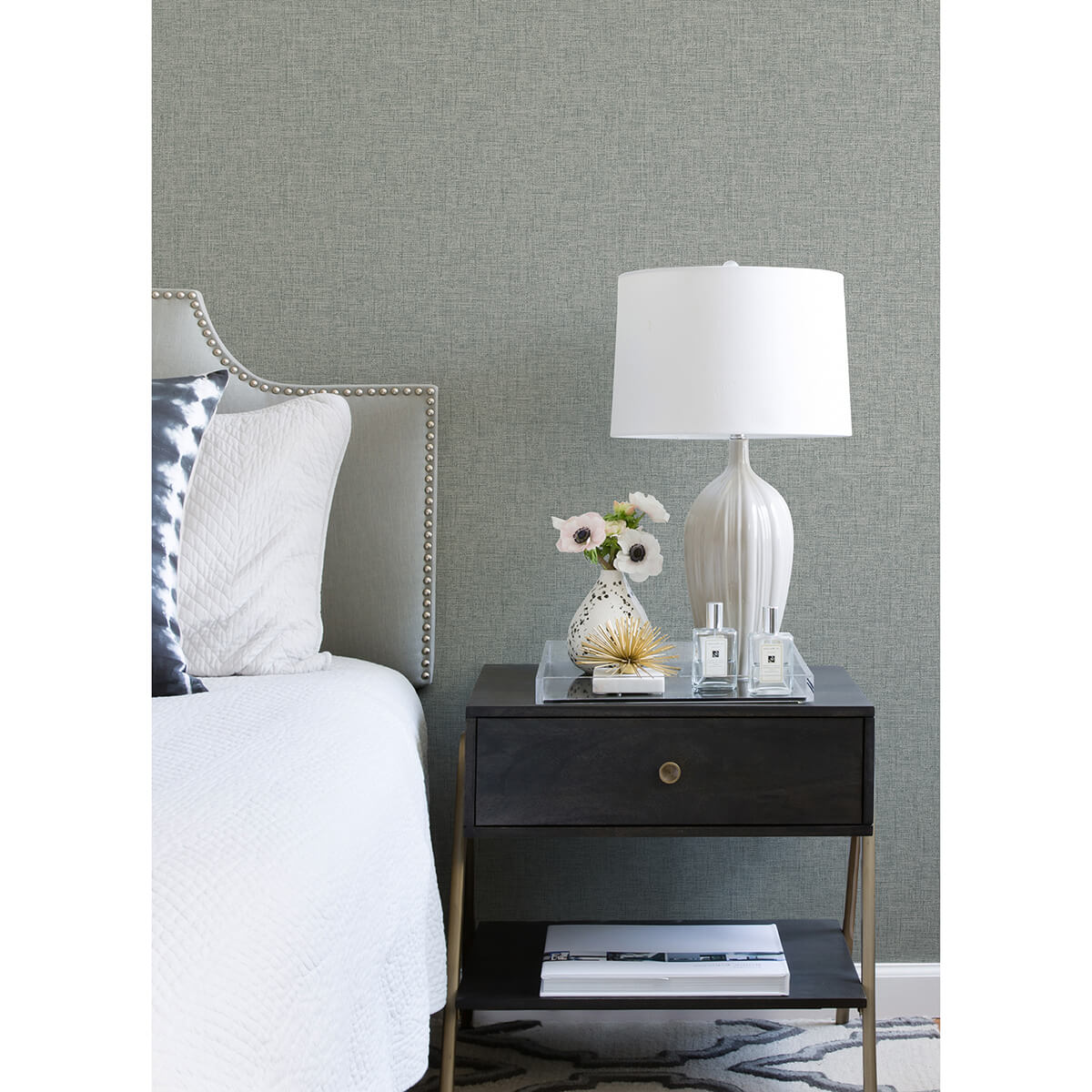 bentley-slate-faux-linen-wallpaper-york-wallcoverings-2973-90914 - York Wallcoverings Papel pintado