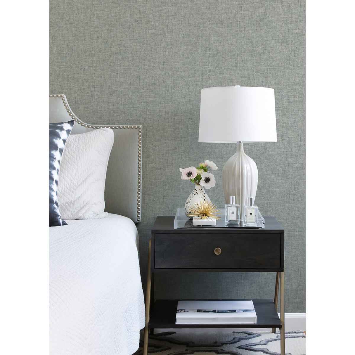Bentley Slate Faux Linen Wallpaper - York Wallcoverings - 2973-90914 - York Wallcoverings Wallpaper