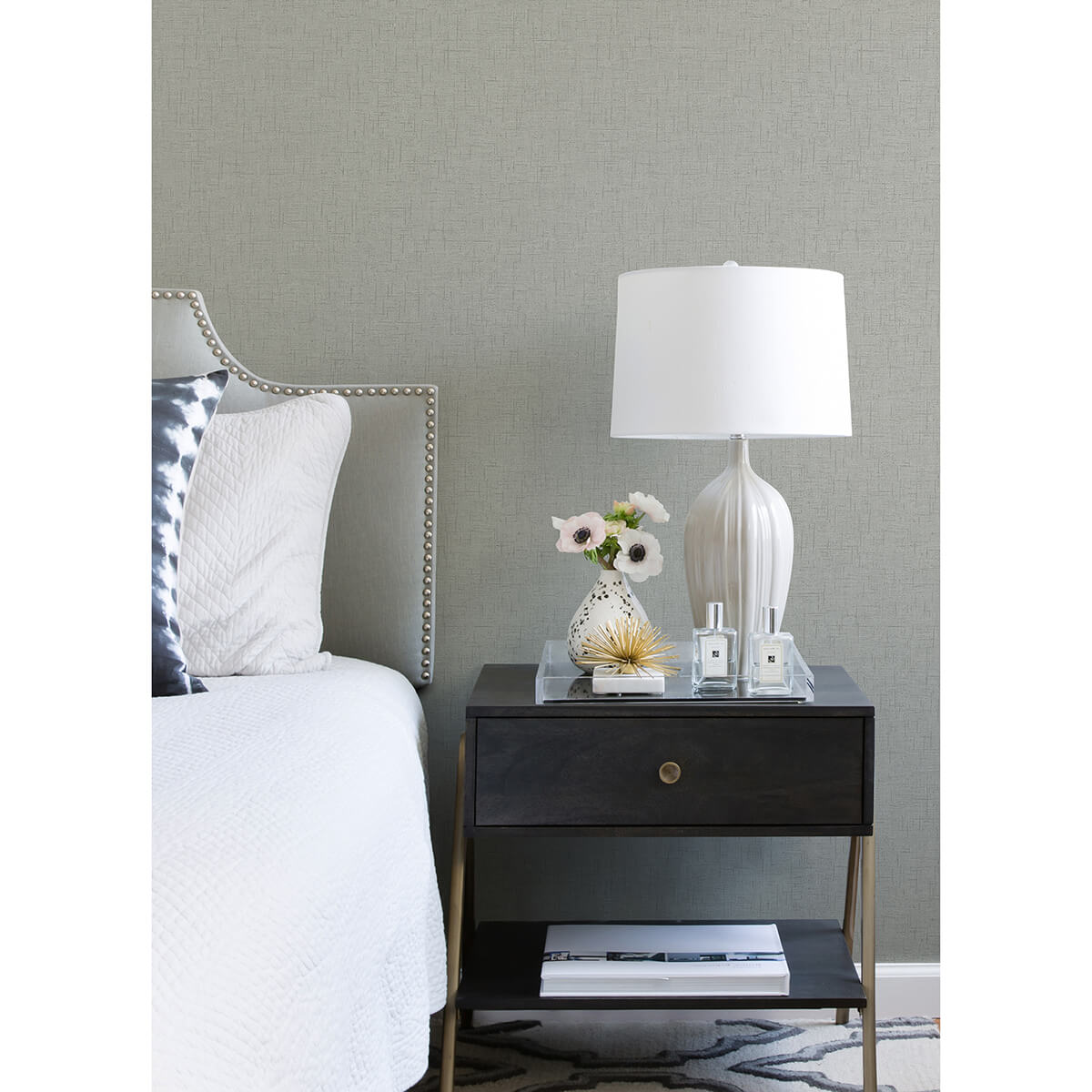 bentley-grey-faux-linen-wallpaper-york-wallcoverings-2973-90915 - York Wallcoverings Papel pintado