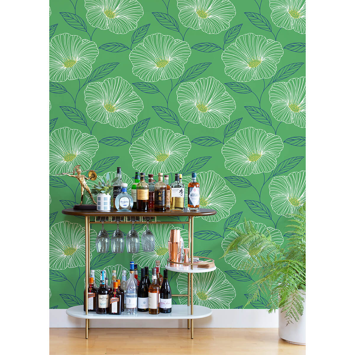 mythic-green-floral-wallpaper-york-wallcoverings-2973-91133 - York Wallcoverings Papel pintado