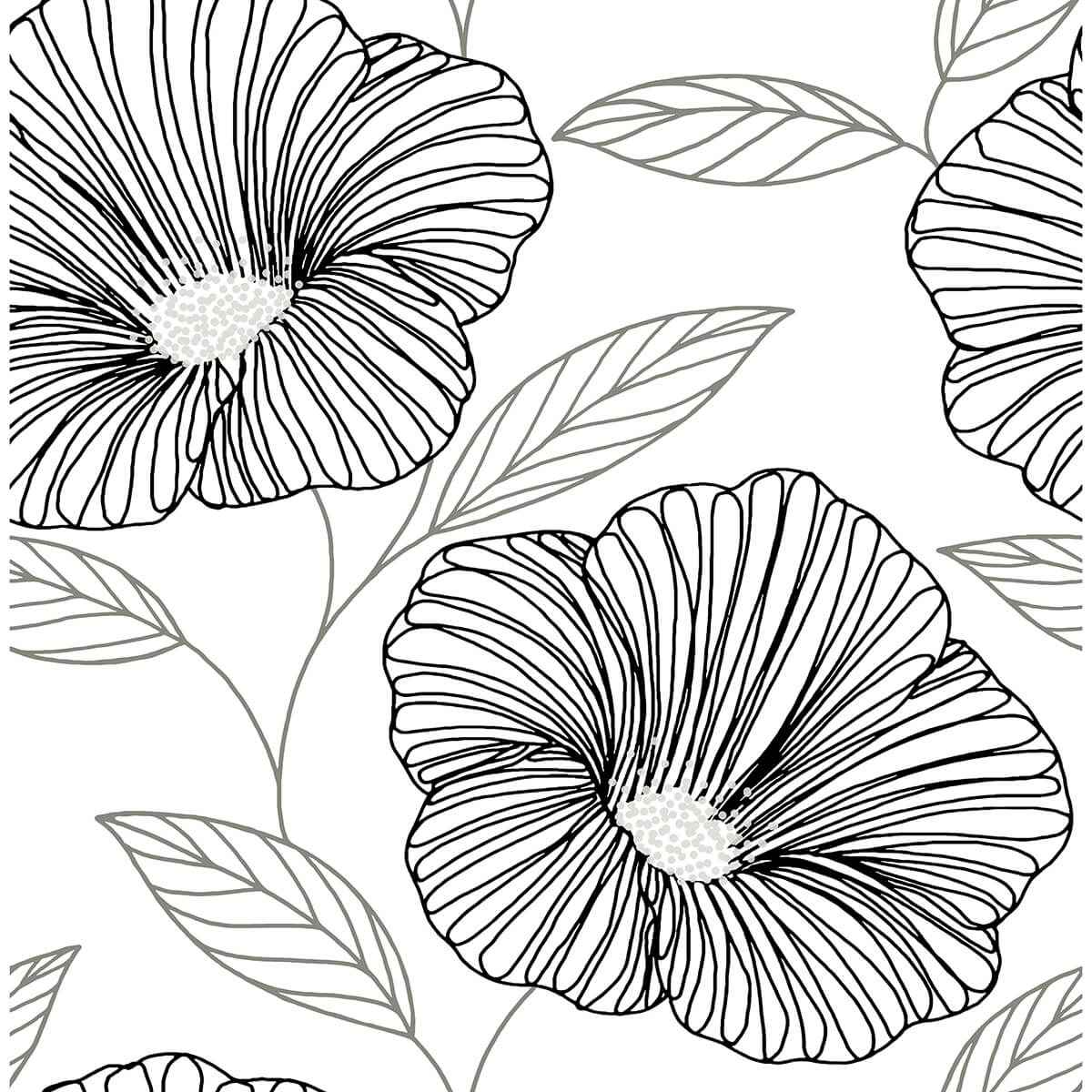 Mythic Black Floral Wallpaper - York Wallcoverings - 2973-91134 - York Wallcoverings Wallpaper