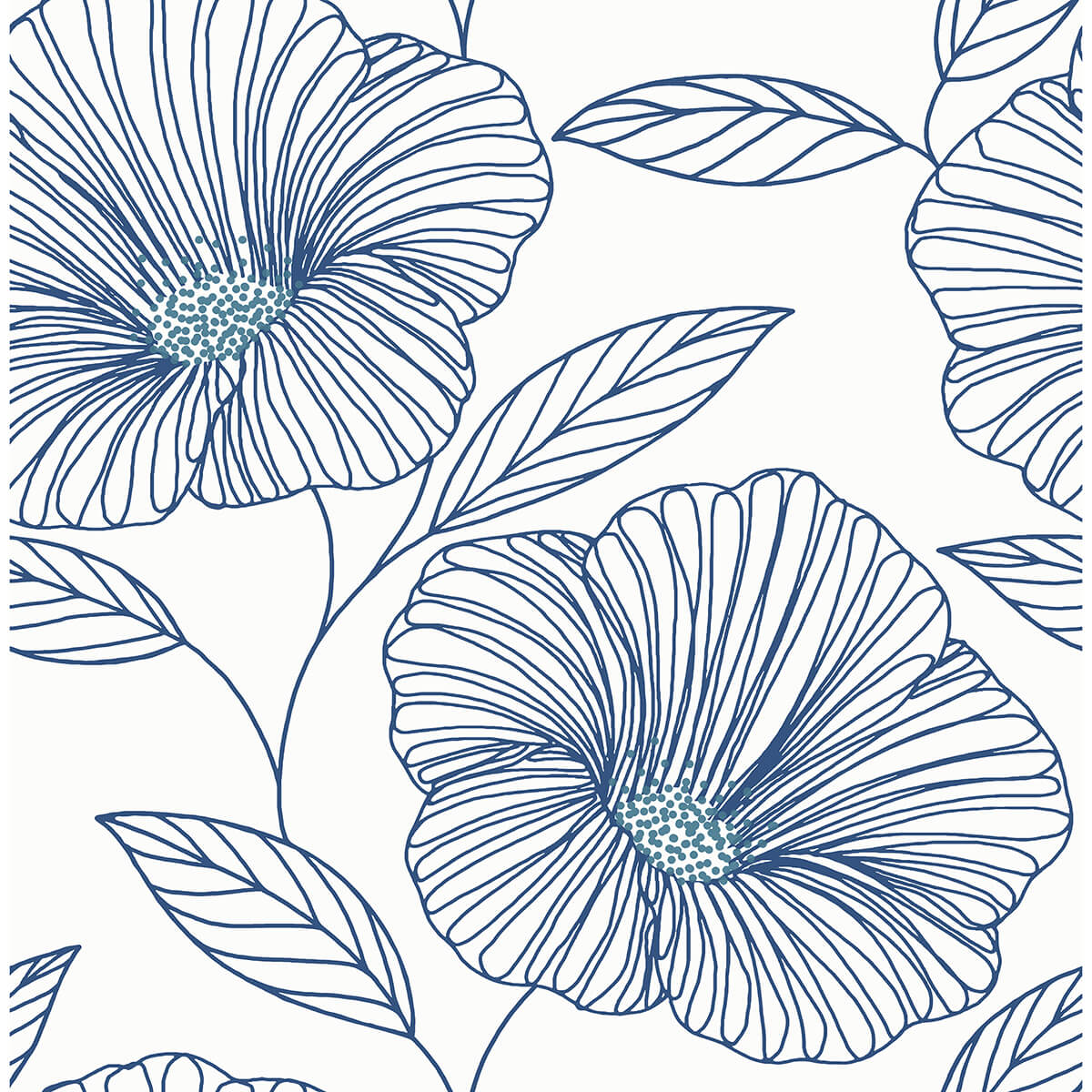 mythic-blue-floral-wallpaper-york-wallcoverings-2973-91135 - York Wallcoverings Papel pintado