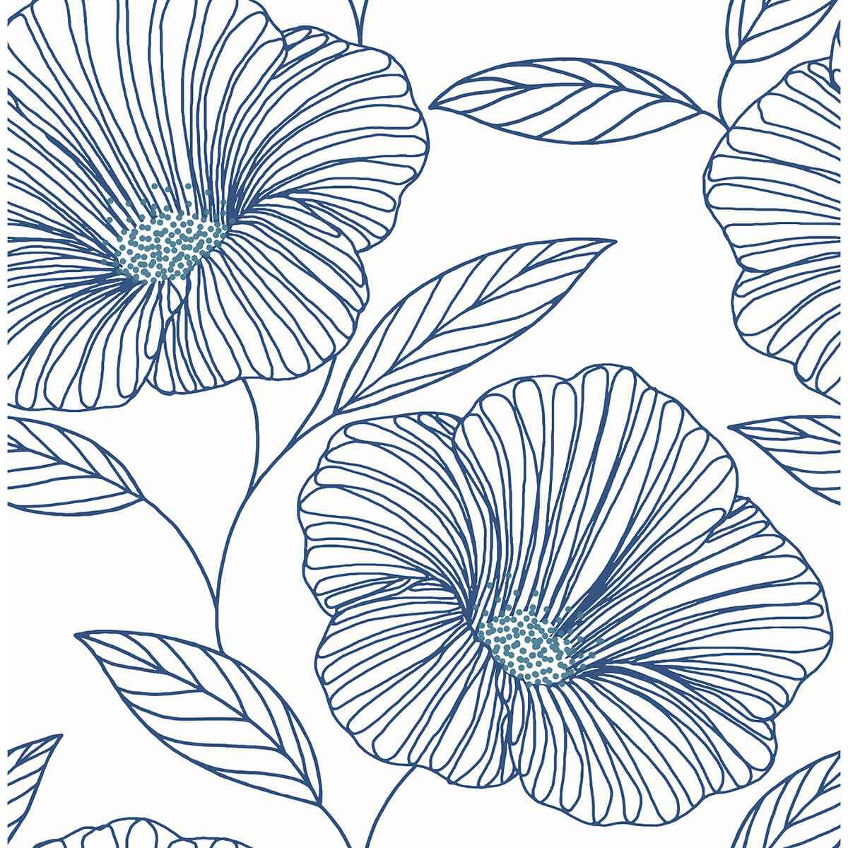 Mythic Blue Floral Wallpaper - York Wallcoverings - 2973-91135