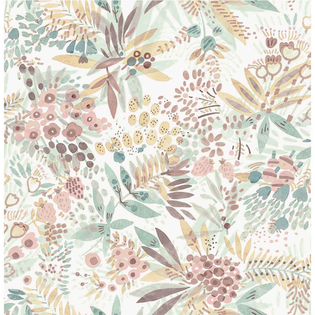 Teal Peach Naupaka Peel and Stick Wallpaper - York Wallcoverings - NUS4309 - York Wallcoverings Wallpaper