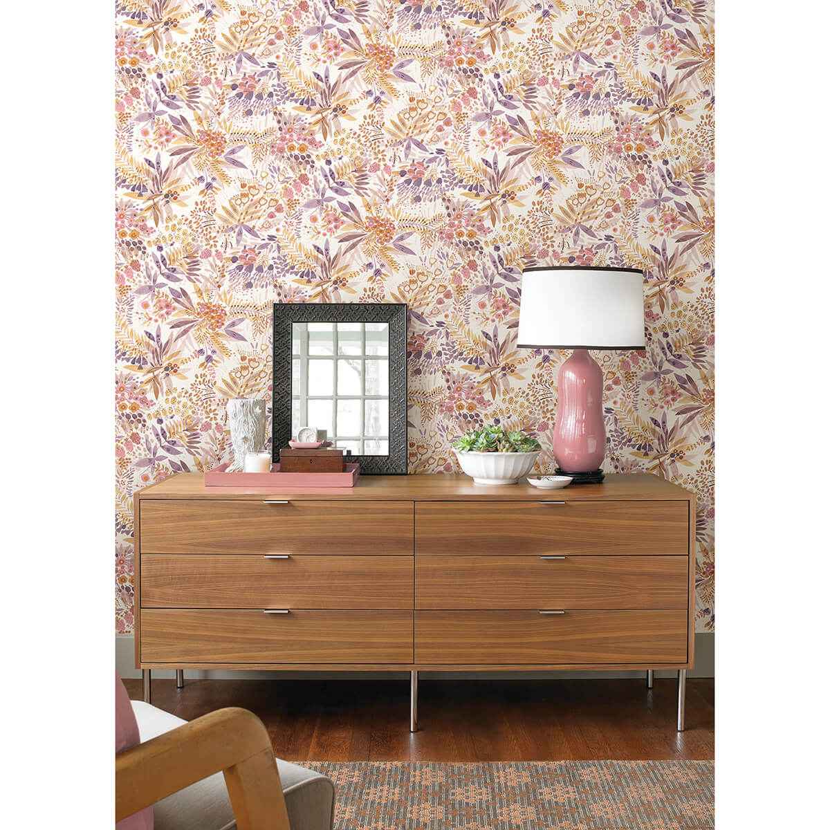 Plum Ochre Naupaka Peel and Stick Wallpaper - York Wallcoverings - NUS4310 - York Wallcoverings Wallpaper