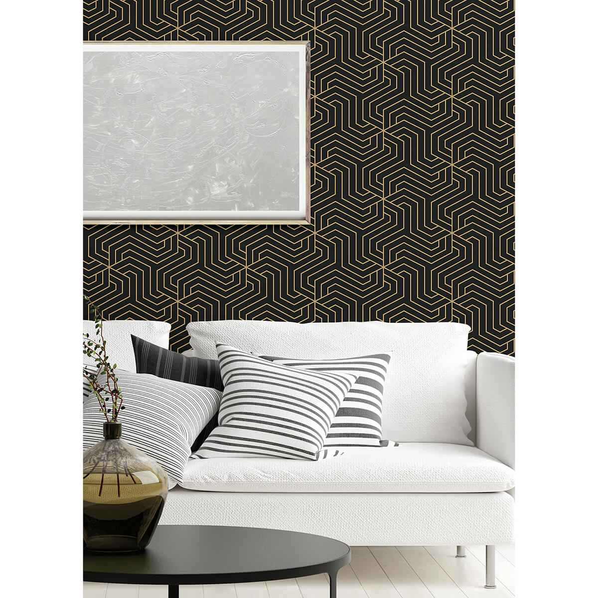 Black Ramsey Peel & Stick Wallpaper - York Wallcoverings - RZS4526 - York Wallcoverings Wallpaper