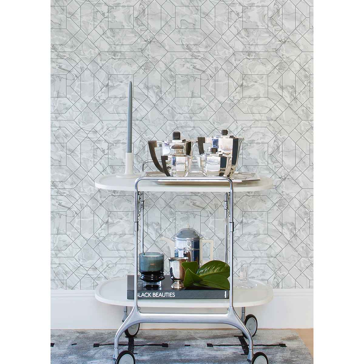 Silver Seraphina Peel & Stick Wallpaper - York Wallcoverings - RZS4532 - York Wallcoverings Wallpaper