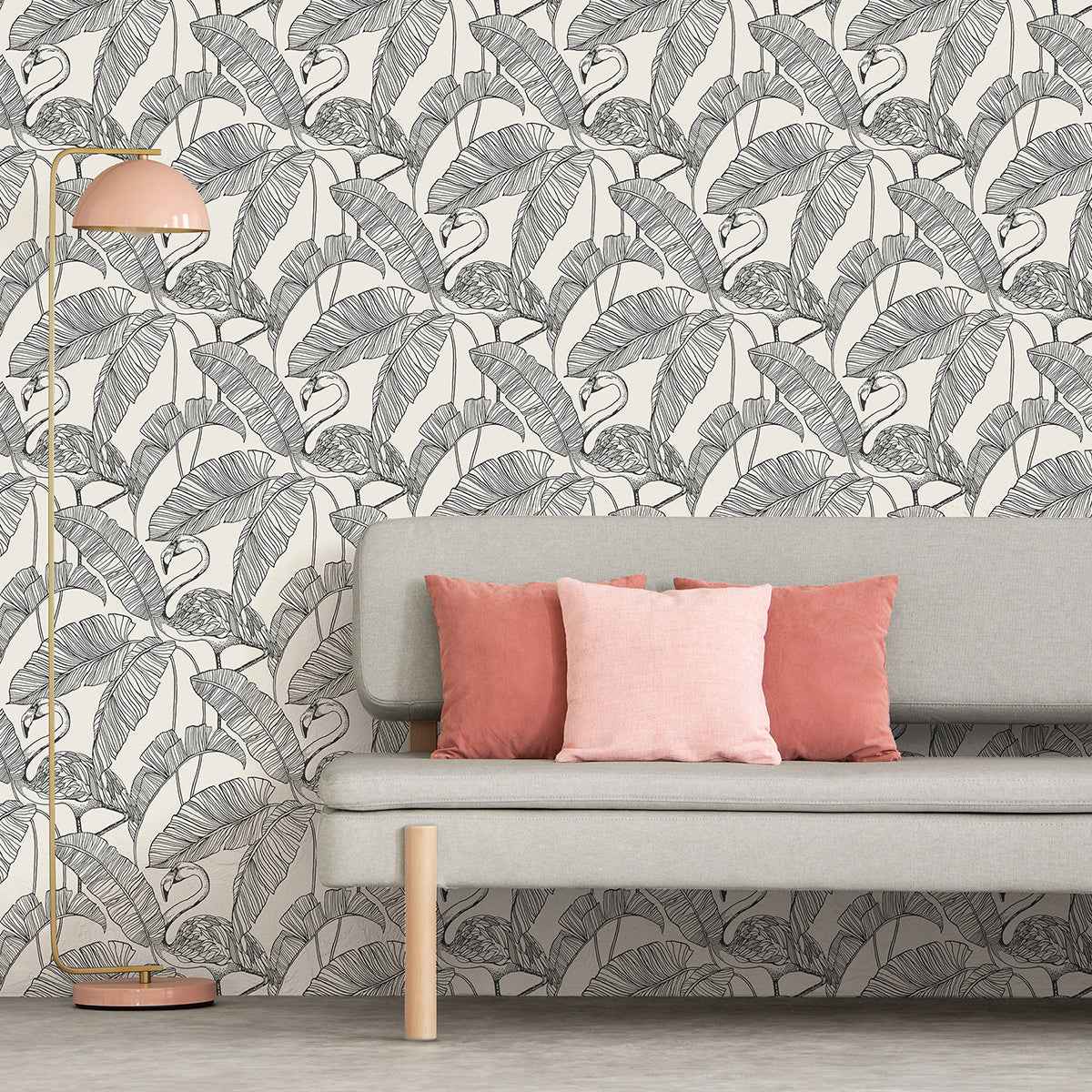 Mulholland White Flamingo Wallpaper - York Wallcoverings - FD42944 - York Wallcoverings Wallpaper
