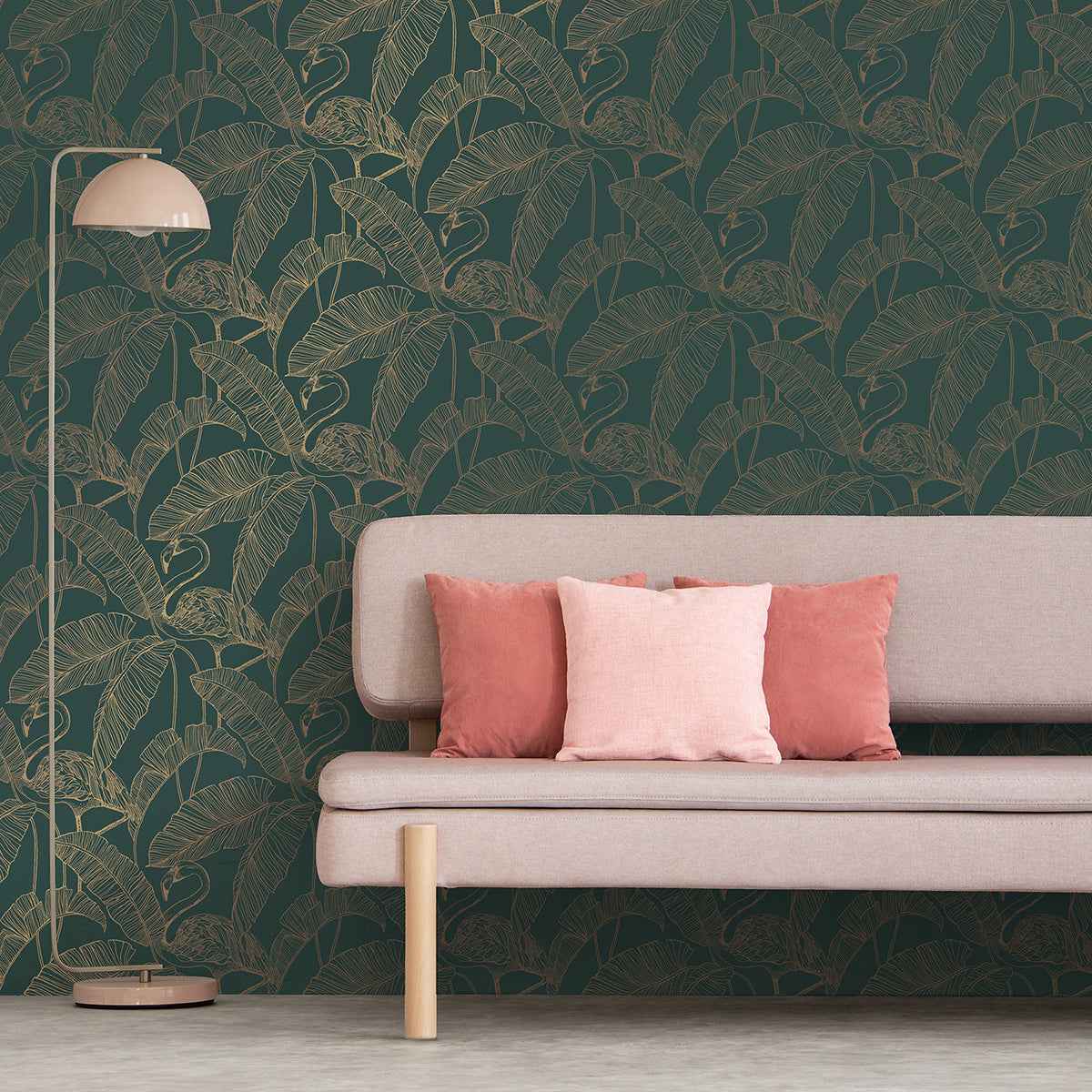 Mulholland Dark Green Flamingo Wallpaper - York Wallcoverings - FD42946