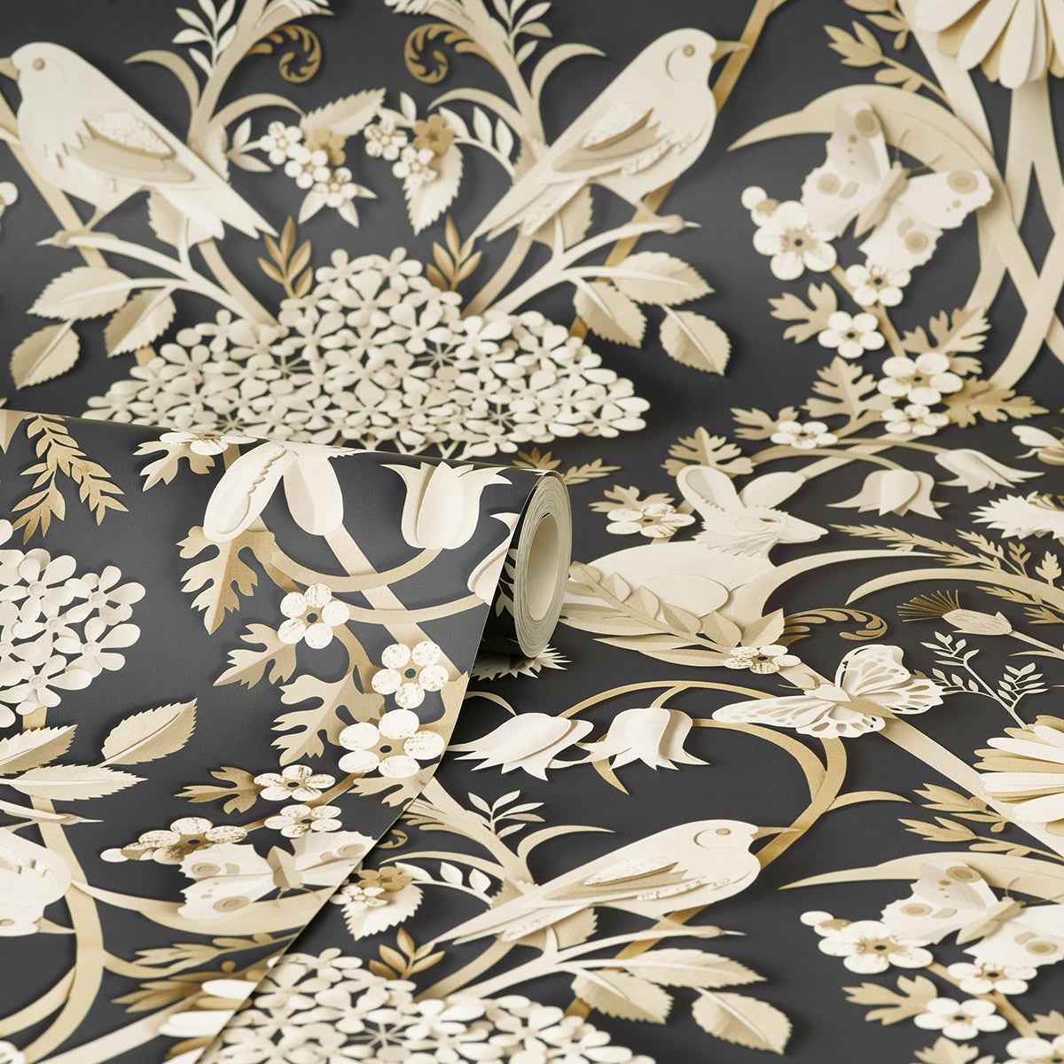 Fae Charcoal Woodland Wallpaper - York Wallcoverings - FD42948 - York Wallcoverings Wallpaper