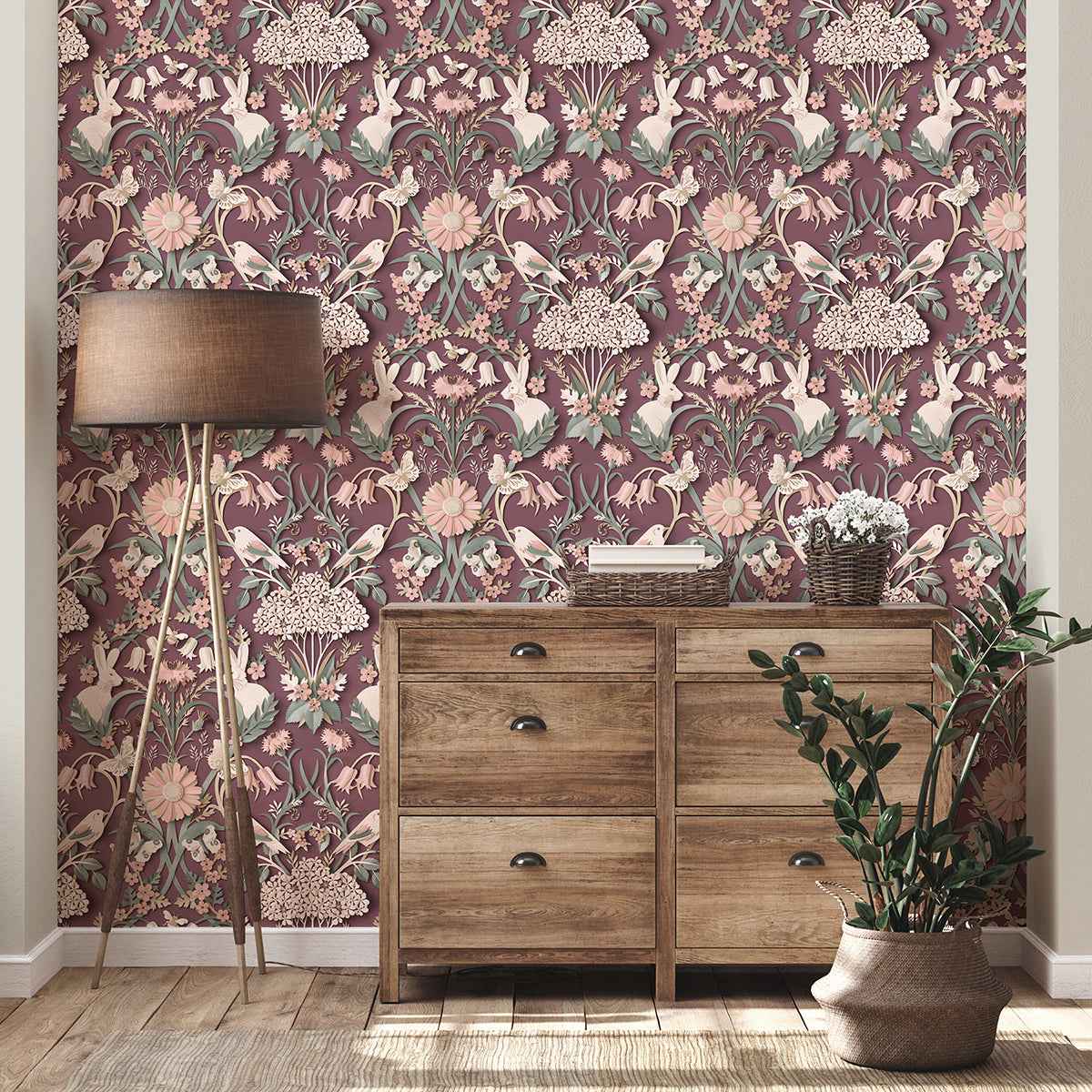 Fae Plum Woodland Wallpaper - York Wallcoverings - FD42949 - York Wallcoverings Wallpaper