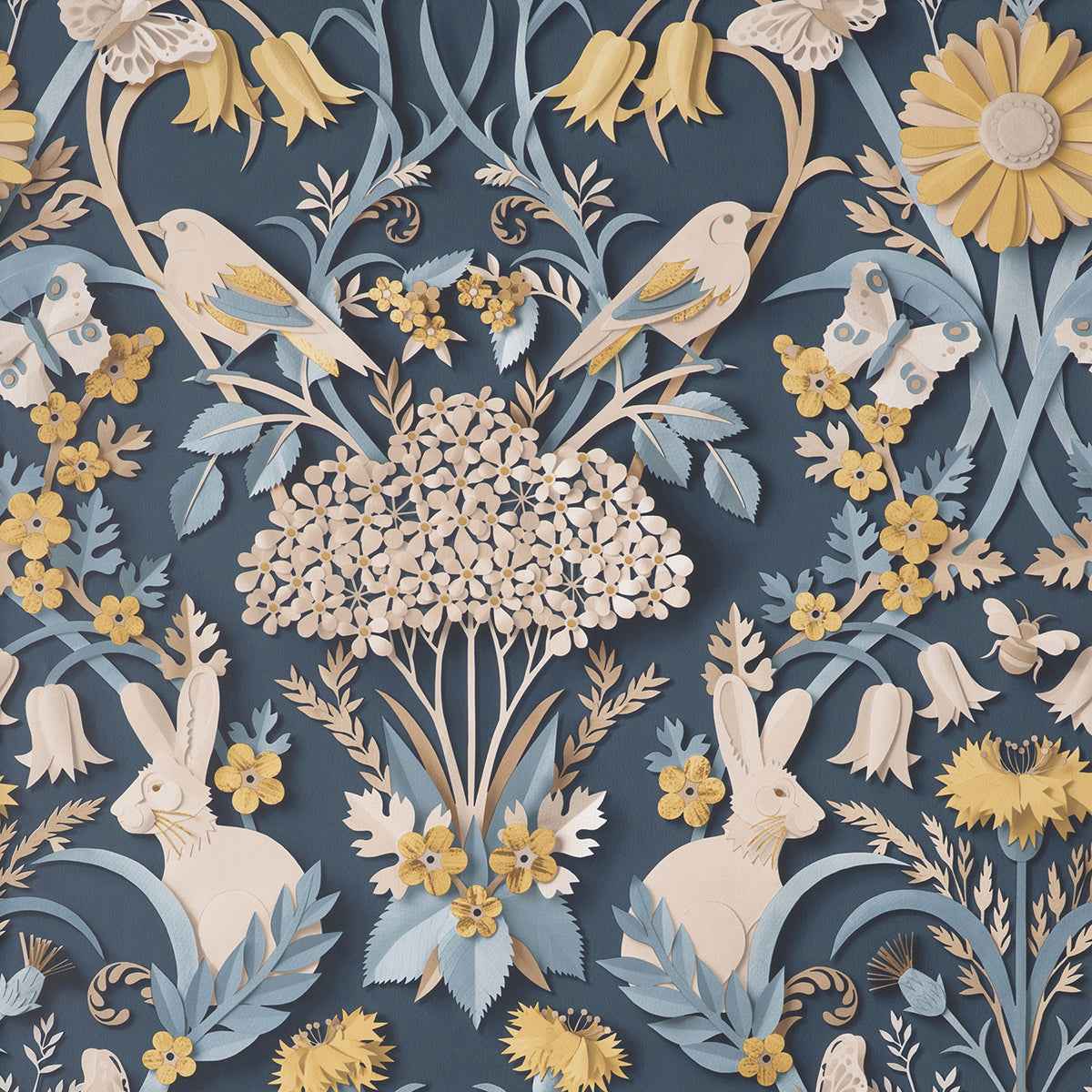 Fae Navy Woodland Wallpaper - York Wallcoverings - FD42950