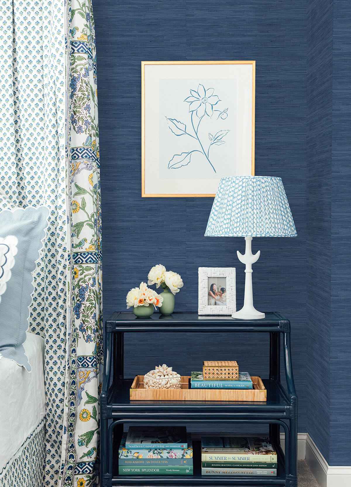 Navy Blue Classic Faux Grasscloth Peel and Stick Wallpaper - York Wallcoverings - SSS4567 - York Wallcoverings Wallpaper