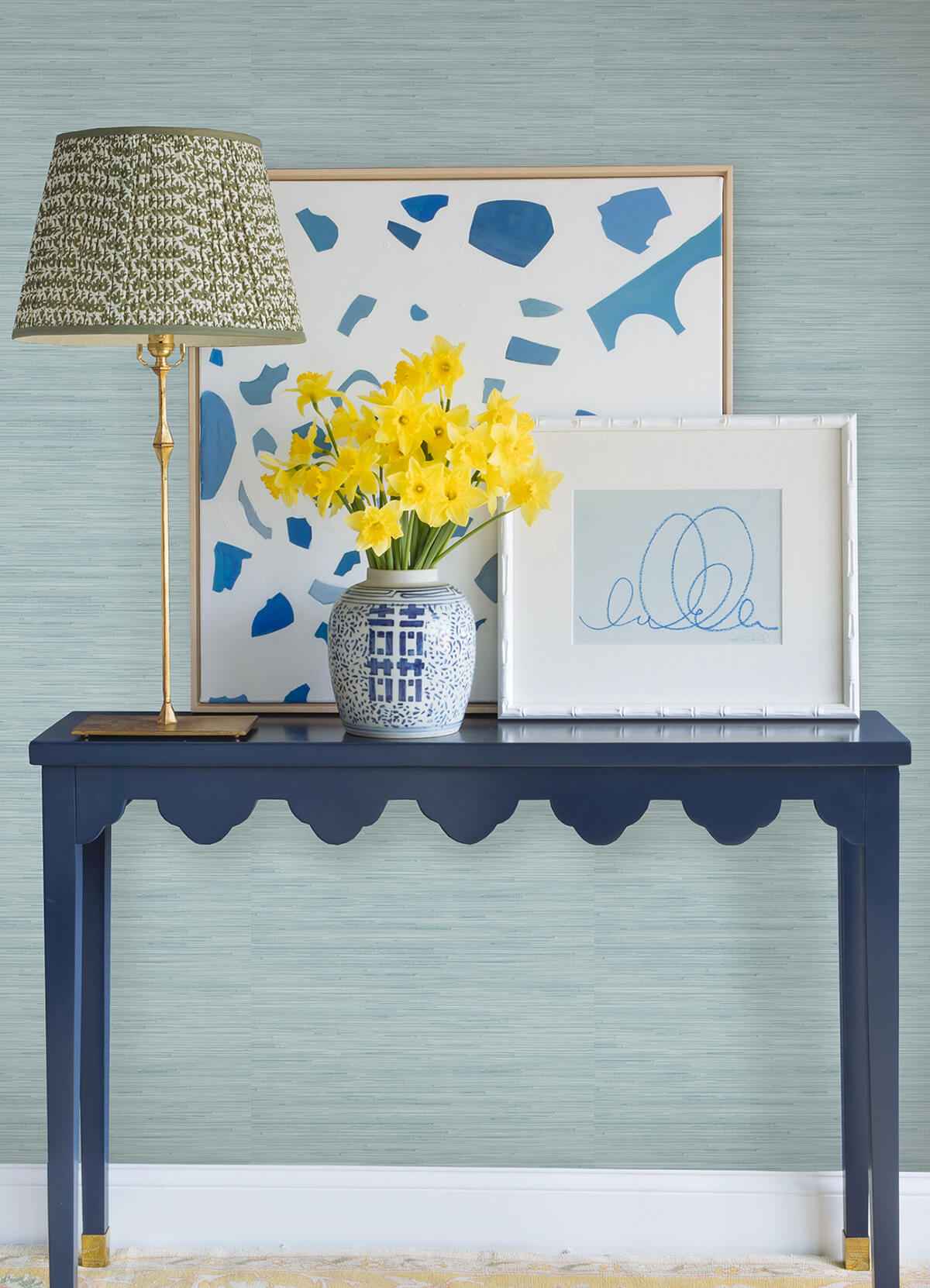 Sky Blue Classic Faux Grasscloth Peel & - York Wallcoverings - SSS4573 - York Wallcoverings Wallpaper