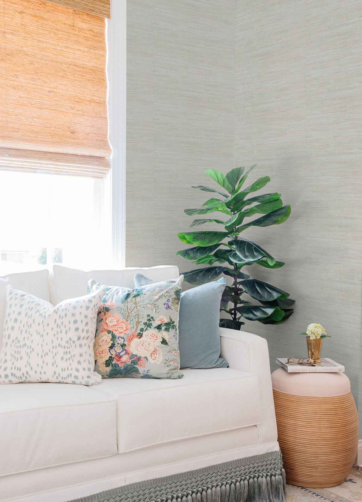 Grey Classic Faux Grasscloth Peel and Stick Wallpaper - York Wallcoverings - SSS4575 - York Wallcoverings Wallpaper