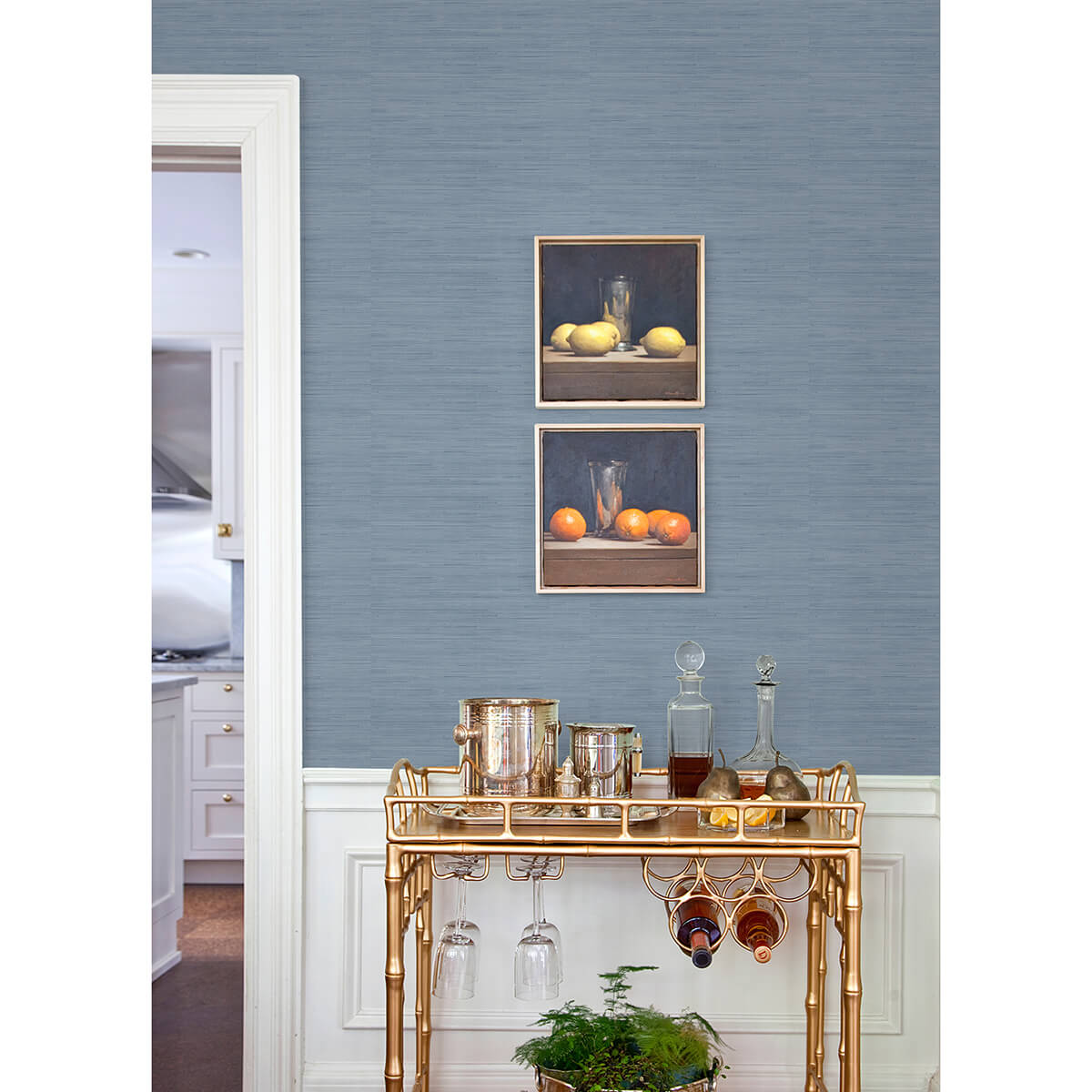 mineral-blue-classic-faux-grasscloth-peel-and-stick-wallpaper-york-wallcoverings-sss4572 - York Wallcoverings Wallpaper