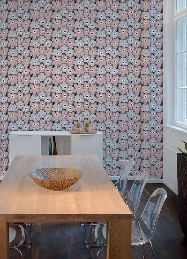 Pink Pieni Unikko Peel and Stick Wallpaper - York Wallcoverings - MKS4491 - York Wallcoverings Wallpaper