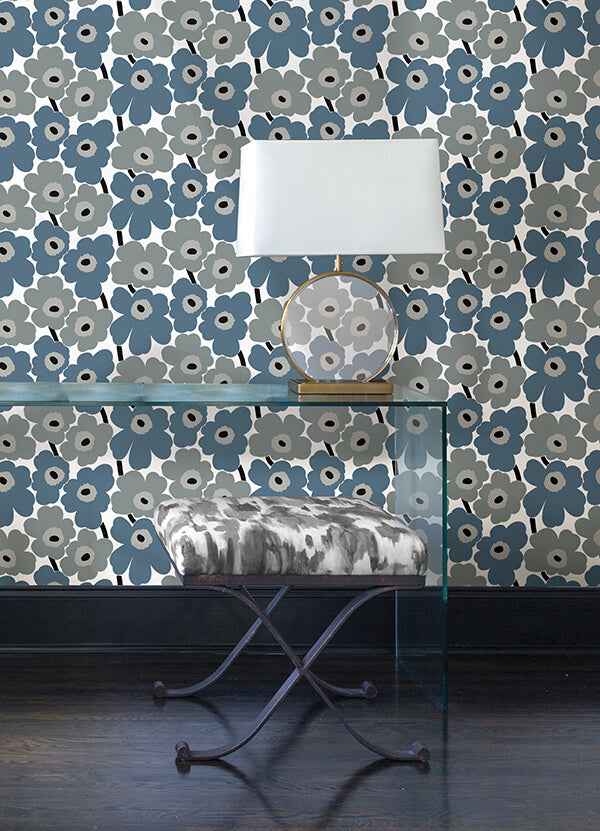 Grey Pieni Unikko Peel and Stick Wallpaper - York Wallcoverings - MKS4493 - York Wallcoverings Wallpaper