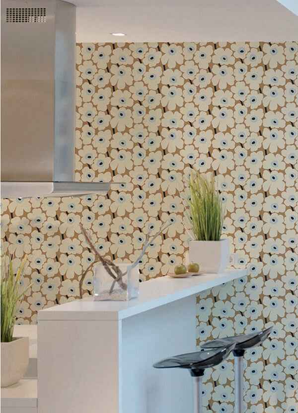 Beige Pieni Unikko Peel and Stick Wallpaper - York Wallcoverings - MKS4495 - York Wallcoverings Wallpaper