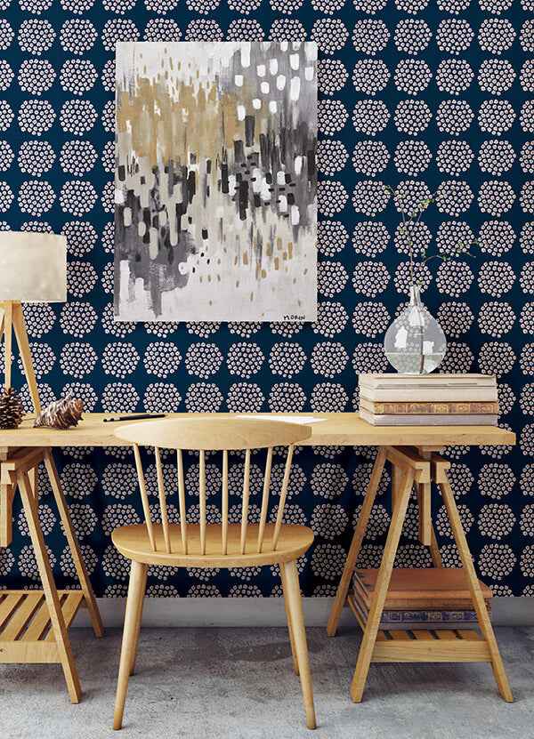 Navy Puketti Peel & Stick Wallpaper - York Wallcoverings - MKS4498 - York Wallcoverings Wallpaper