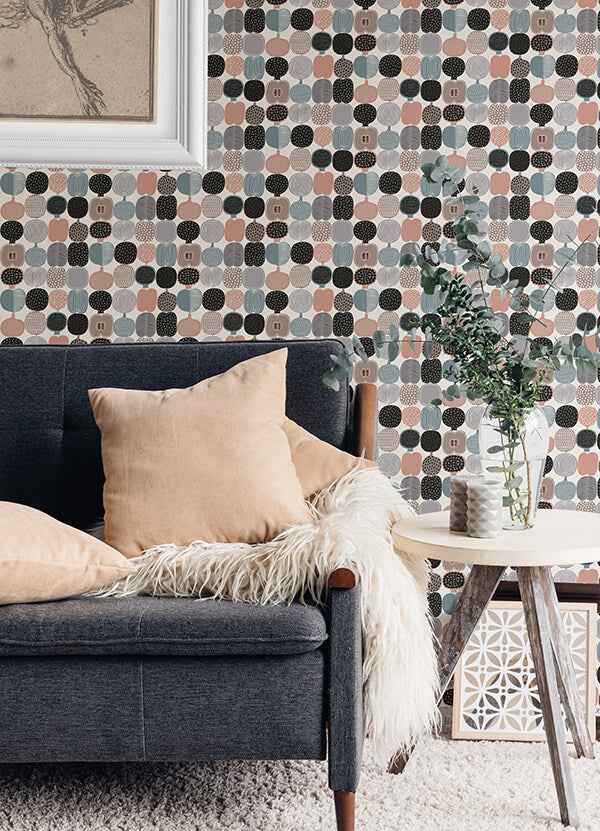 Pink and Grey Kompotti Peel and Stick Wallpaper - York Wallcoverings - MKS4500 - York Wallcoverings Wallpaper