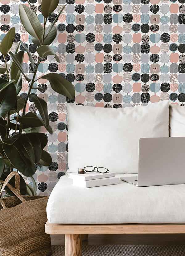 Pink and Grey Kompotti Peel and Stick Wallpaper - York Wallcoverings - MKS4500 - York Wallcoverings Wallpaper