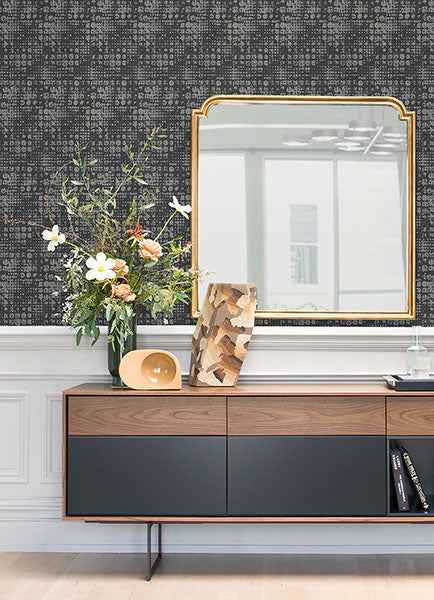 Celeste Silver Circle Grid Wallpaper - York Wallcoverings - 2976-86409 - York Wallcoverings Wallpaper