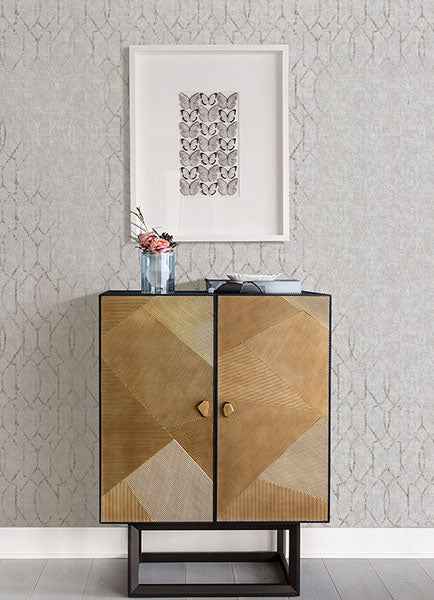Ziva Platinum Metallic Trellis Wallpaper - York Wallcoverings - 2976-86452 - York Wallcoverings Wallpaper