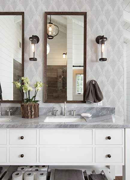 Bakal Pearl Art Deco Ogee Wallpaper - York Wallcoverings - 2976-86555 - York Wallcoverings Wallpaper