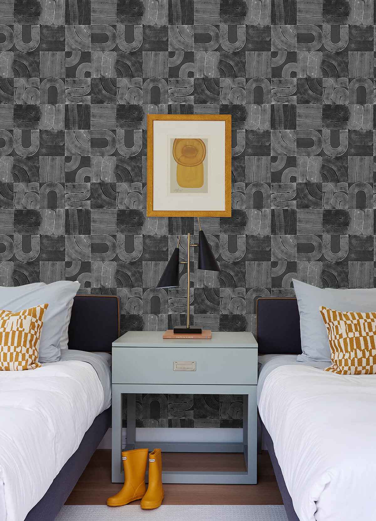 Black Vaughn Geometric Peel and Stick Wallpaper - York Wallcoverings - NUS4629 - York Wallcoverings Wallpaper