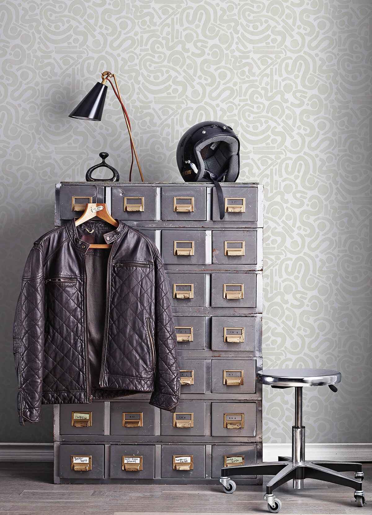 Taupe Edie Geometric Peel and Stick Wallpaper - York Wallcoverings - NUS4636 - York Wallcoverings Wallpaper