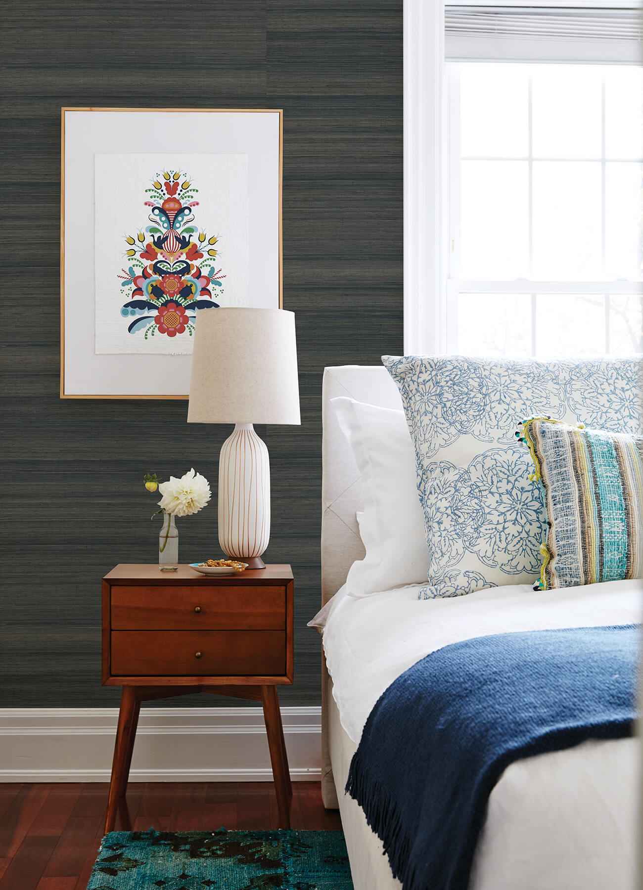 Mai Indigo Grasscloth Wallpaper - York Wallcoverings - 2923-86104 - York Wallcoverings Wallpaper