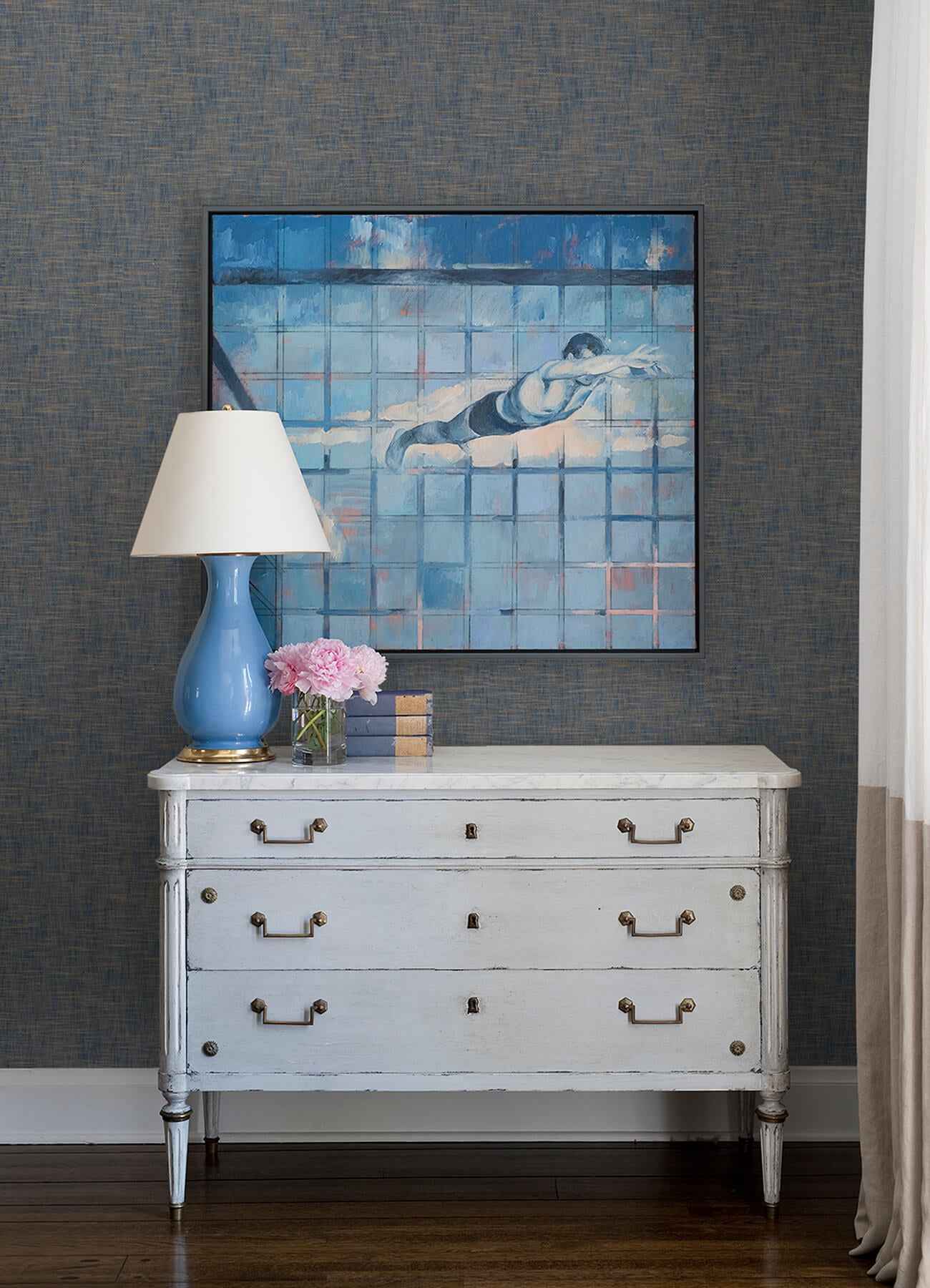 Genji Blue Woven Wallpaper - York Wallcoverings - 2923-88027 - York Wallcoverings Wallpaper