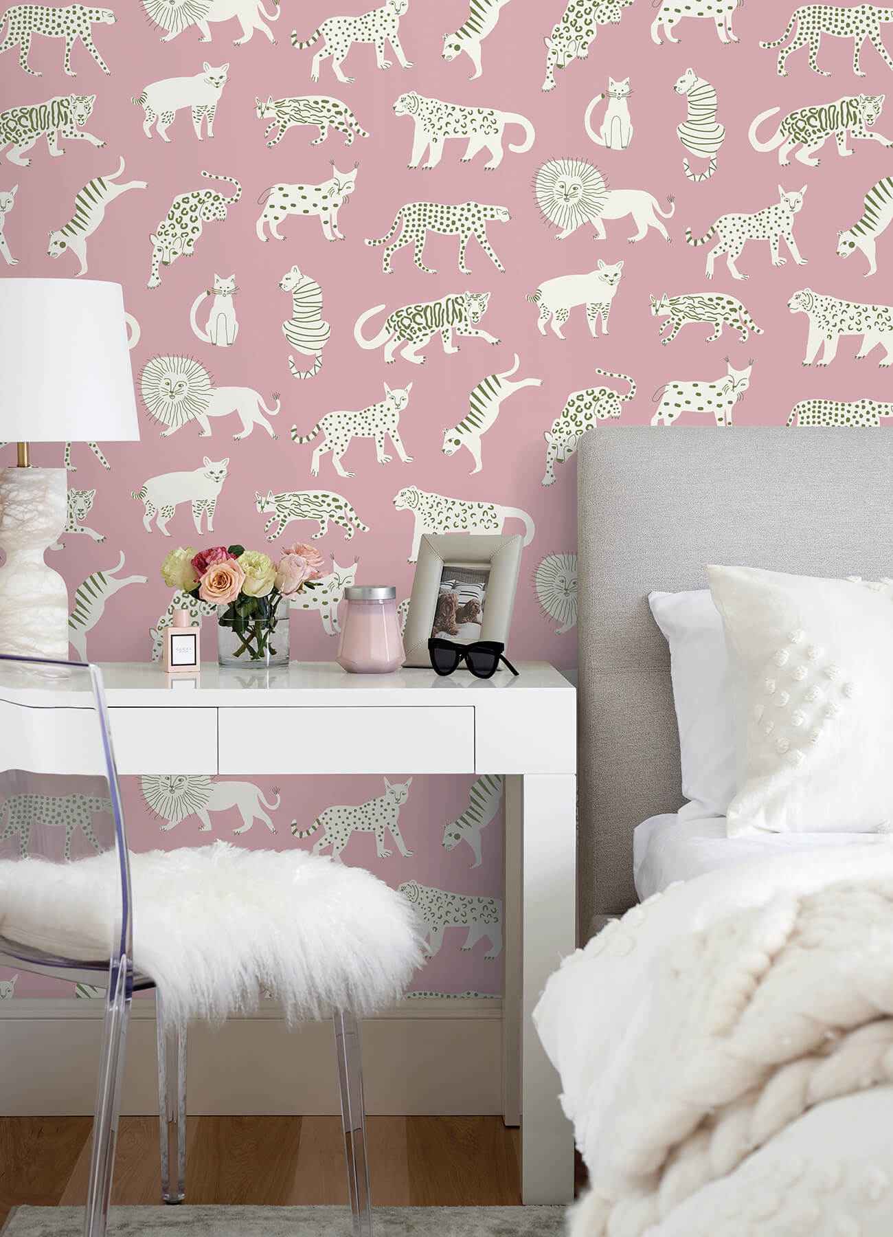 Pink Kitty Kitty Peel & Stick Wallpaper - York Wallcoverings - LDS4583 - York Wallcoverings Wallpaper