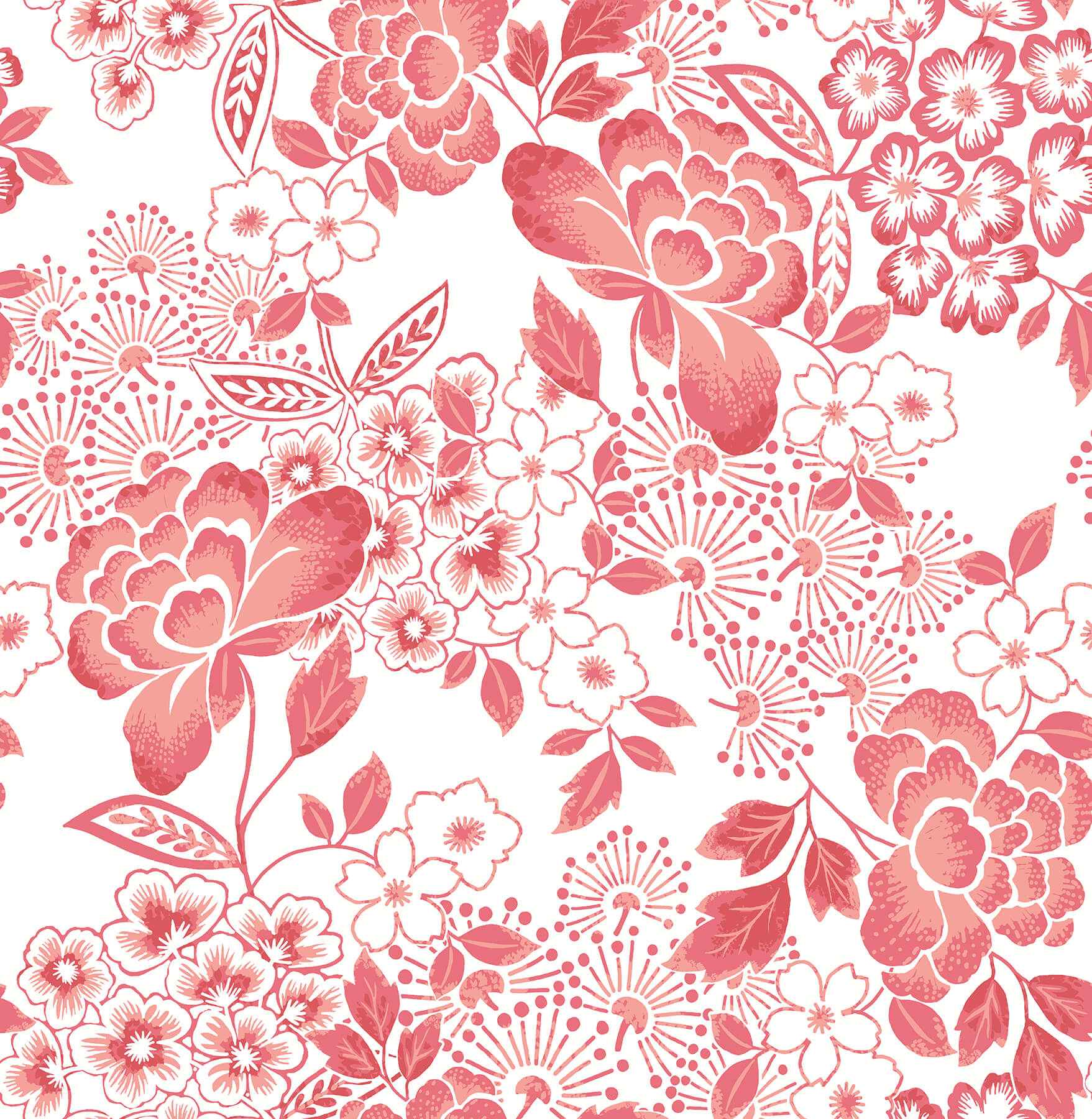Irina Coral Floral Blooms Wallpaper - York Wallcoverings - 4081-26301