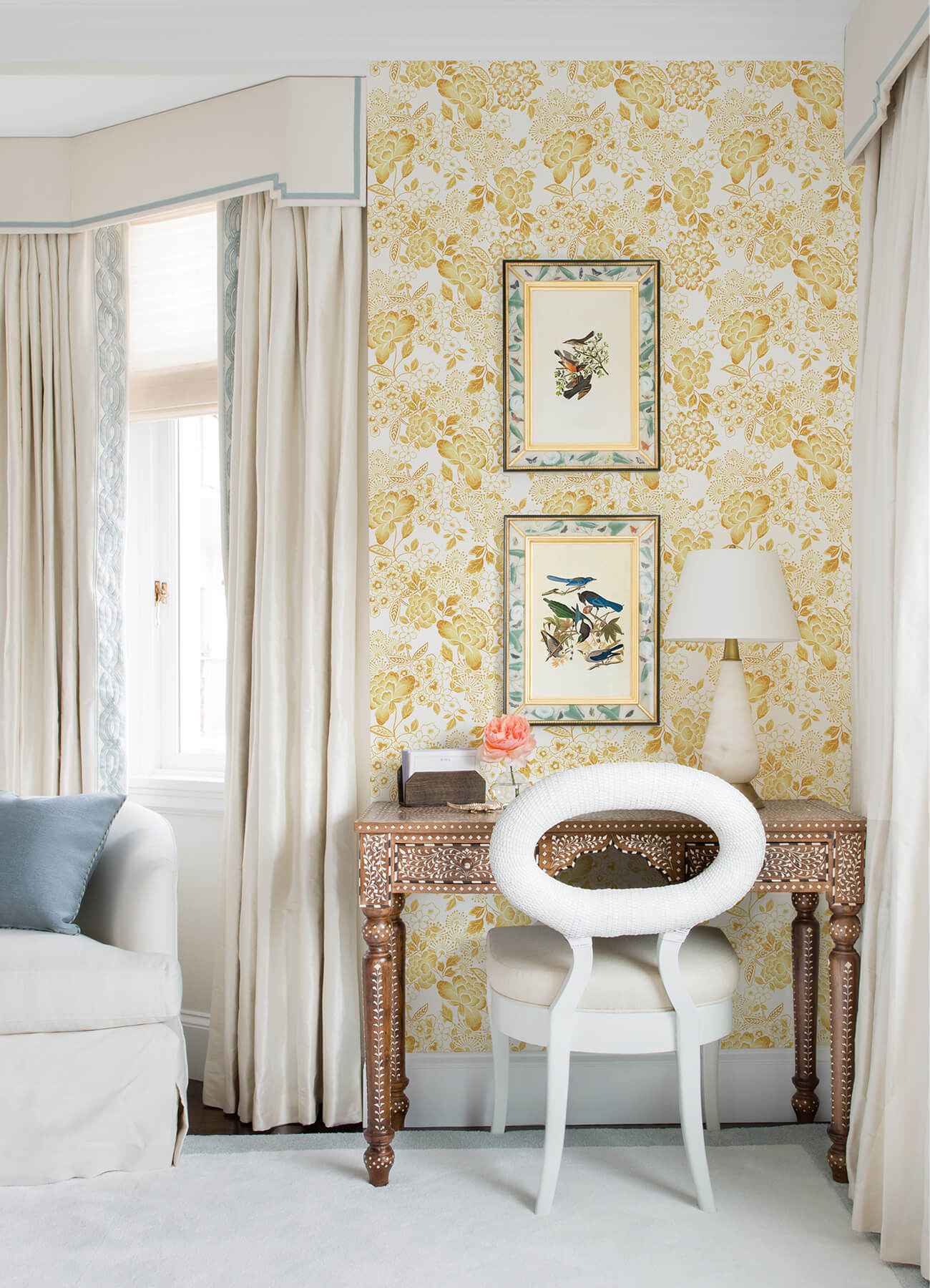 Irina Yellow Floral Blooms Wallpaper - York Wallcoverings - 4081-26302 - York Wallcoverings Wallpaper