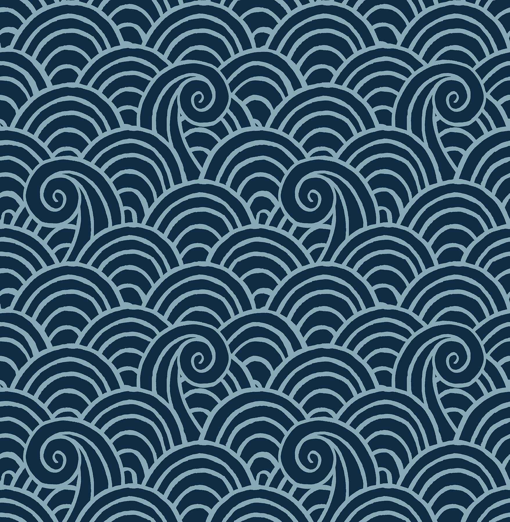 Alorah Navy Wave Wallpaper - York Wallcoverings - 4081-26305 - York Wallcoverings Wallpaper