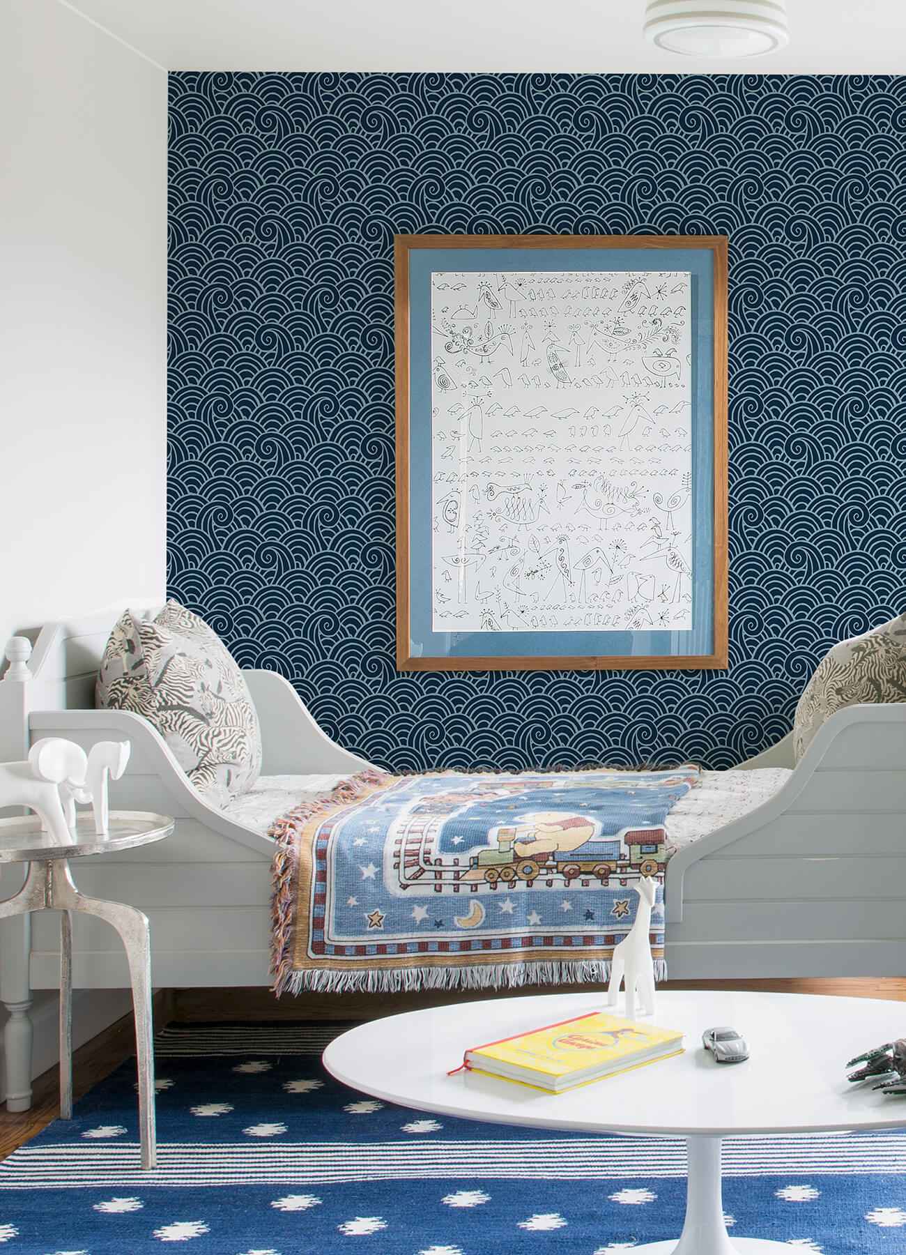 Alorah Navy Wave Wallpaper - York Wallcoverings - 4081-26305 - York Wallcoverings Wallpaper