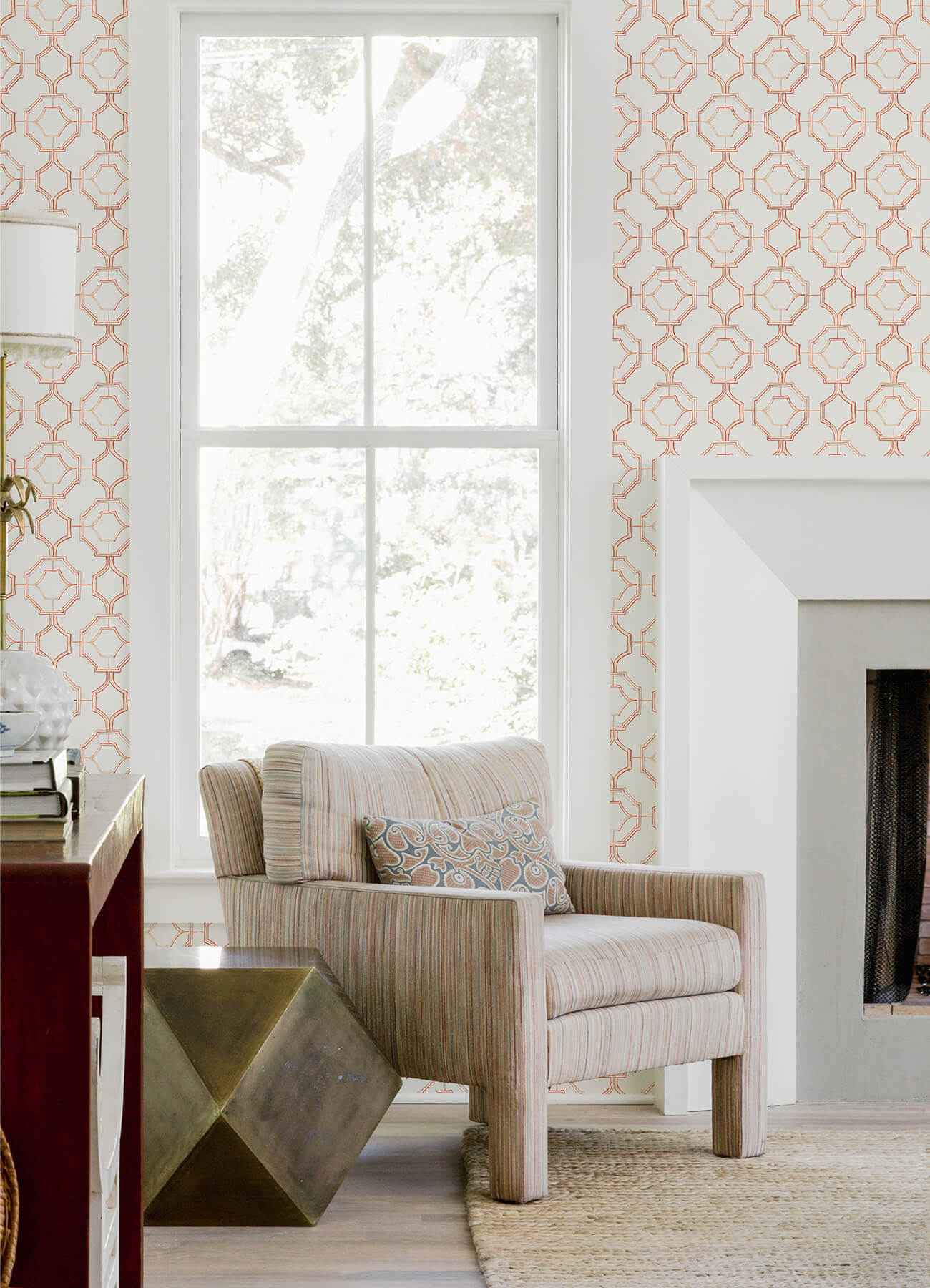Gallina Orange Trellis Wallpaper - York Wallcoverings - 4081-26317 - York Wallcoverings Wallpaper