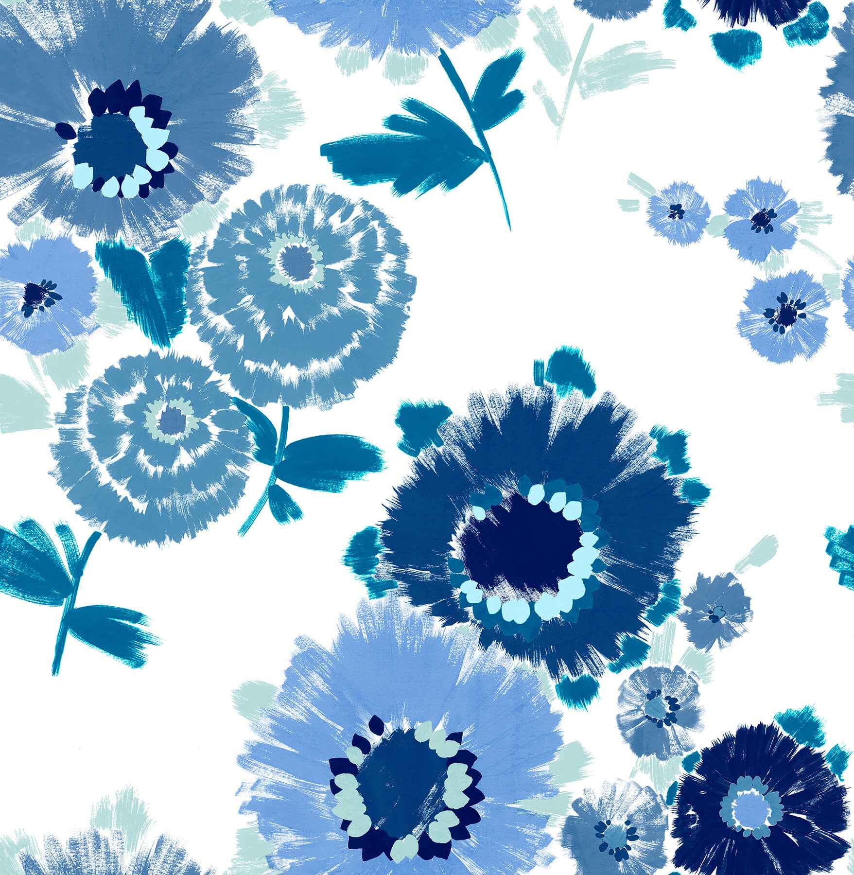 Essie Blue Painterly Floral Wallpaper - York Wallcoverings - 4081-26324