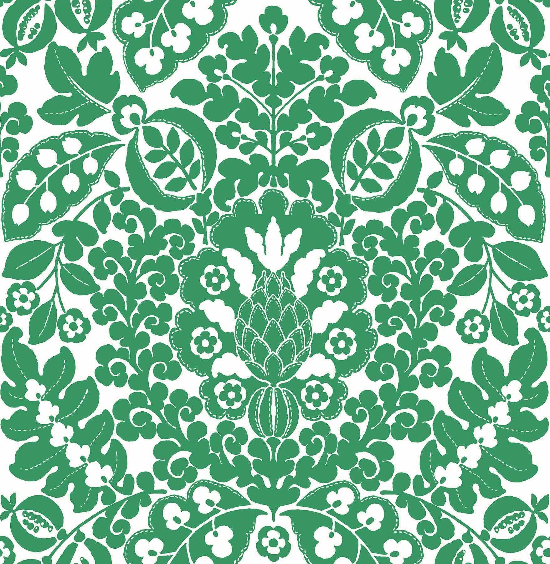 Marni Green Fruit Damask Wallpaper - York Wallcoverings - 4081-26333 - York Wallcoverings Wallpaper