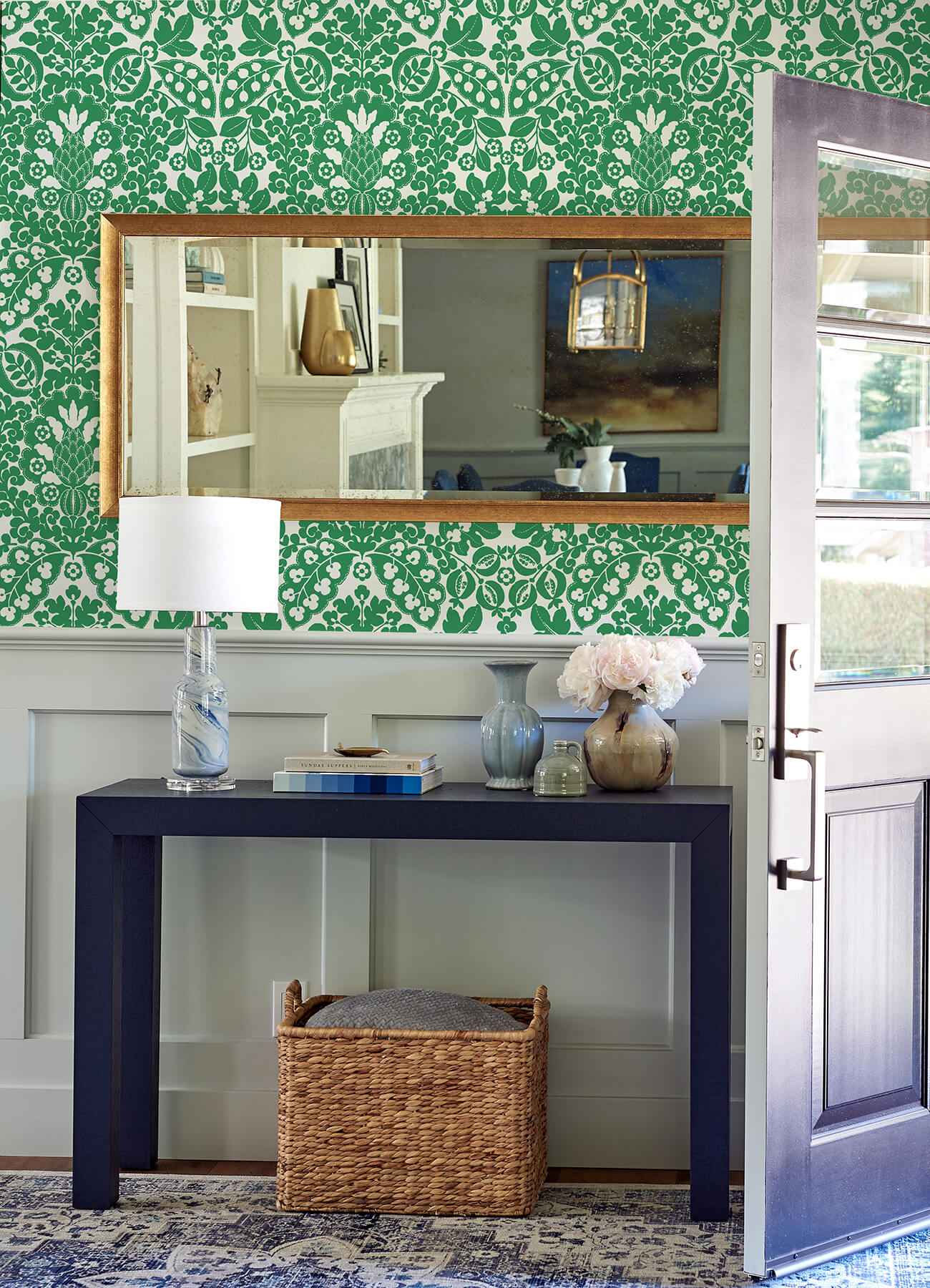 Marni Green Fruit Damask Wallpaper - York Wallcoverings - 4081-26333 - York Wallcoverings Wallpaper